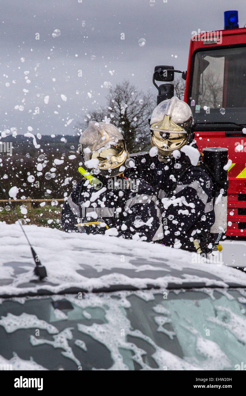 FEUER-ABTEILUNG VON SAINTE-SUZANNE, MAYENNE (53), PAYS-DE-LA-LOIRE, FRANKREICH Stockfoto