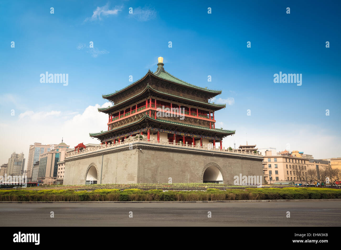Xian Glockenturm in der Mitte der alten Stadt Stockfoto