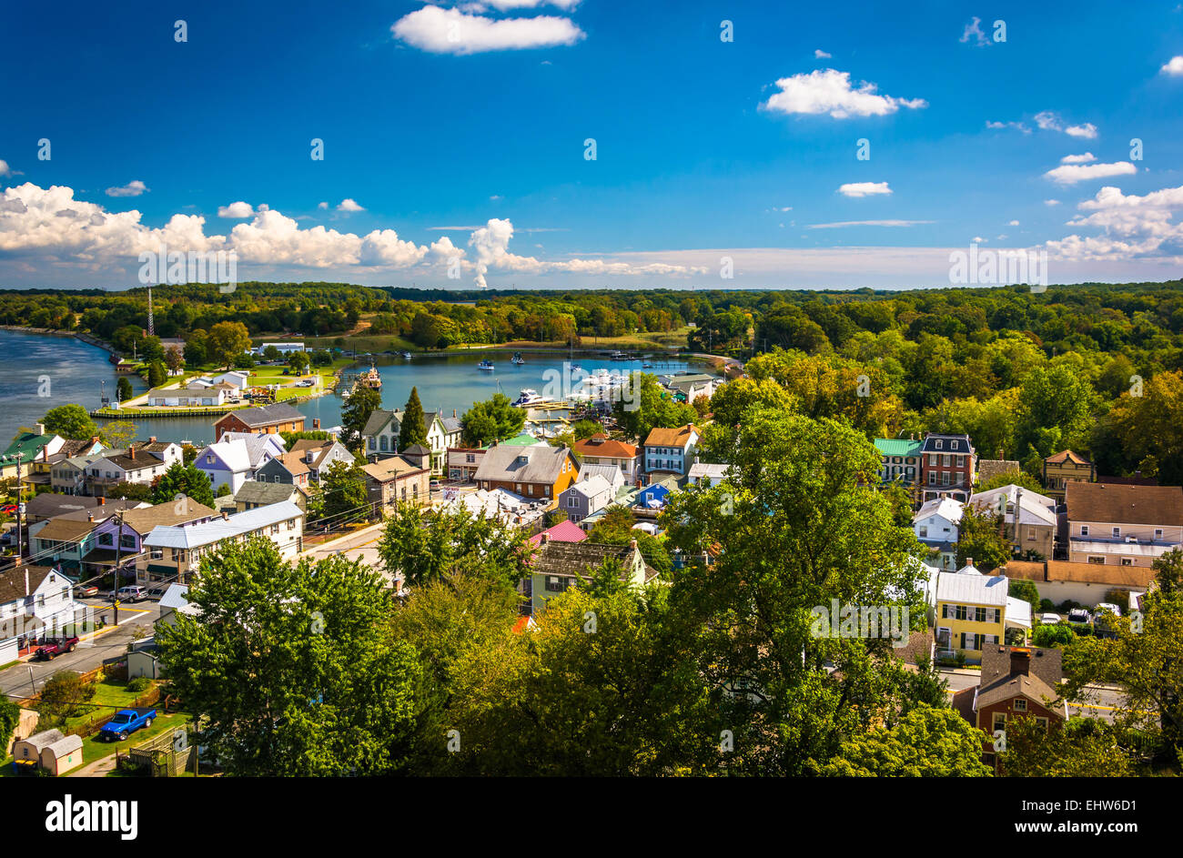 Blick auf Chesapeake Stadt an der Chesapeake Stadtbrücke, Maryland. Stockfoto