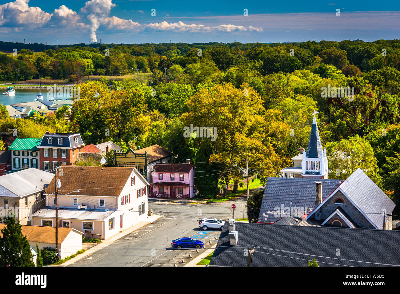 Blick auf Chesapeake Stadt an der Chesapeake Stadtbrücke, Maryland. Stockfoto