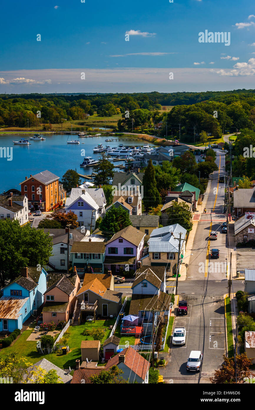 Blick auf Chesapeake Stadt an der Chesapeake Stadtbrücke, Maryland. Stockfoto