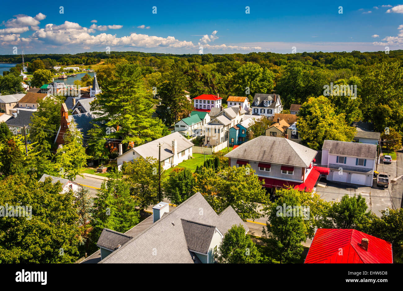 Blick auf Chesapeake Stadt an der Chesapeake Stadtbrücke, Maryland. Stockfoto
