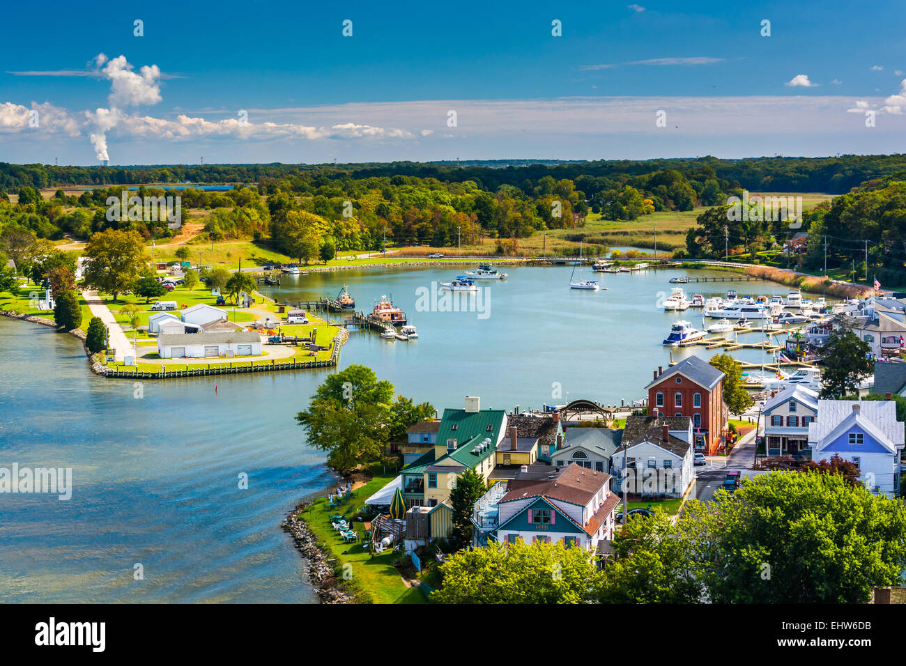 Blick auf Chesapeake Stadt an der Chesapeake Stadtbrücke, Maryland. Stockfoto