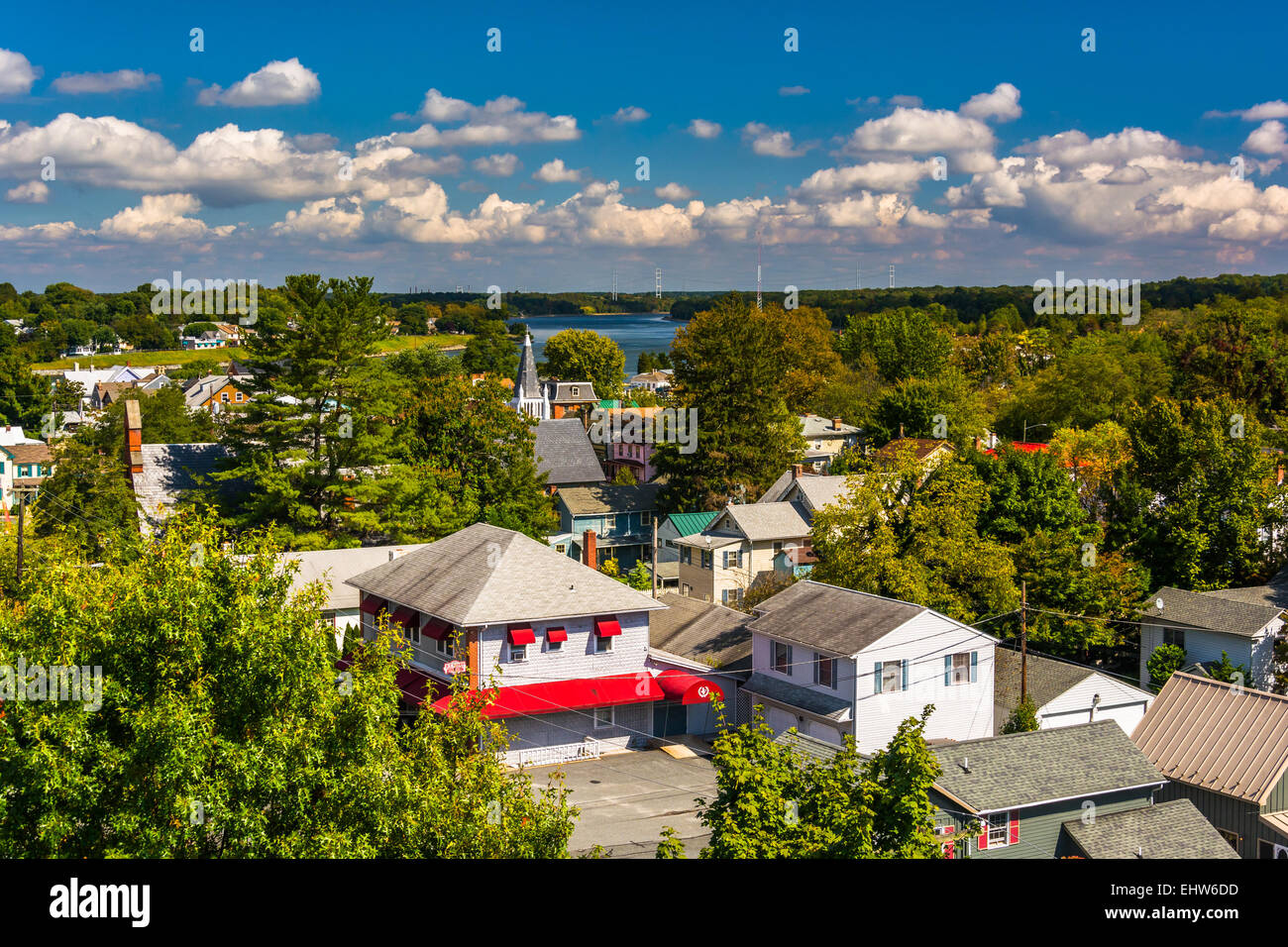 Blick auf Chesapeake Stadt an der Chesapeake Stadtbrücke, Maryland. Stockfoto