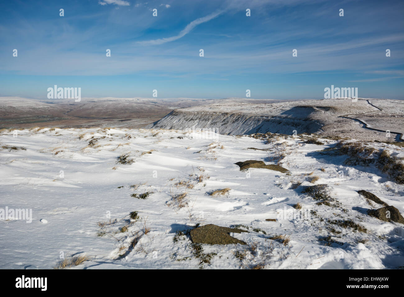 Winter-Blick vom Ingleborough in Yorkshire Dales Stockfoto