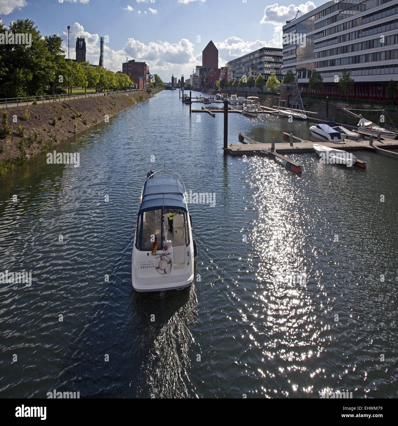 Boot, Duisburg inneren Hafen, Deutschland. Stockfoto
