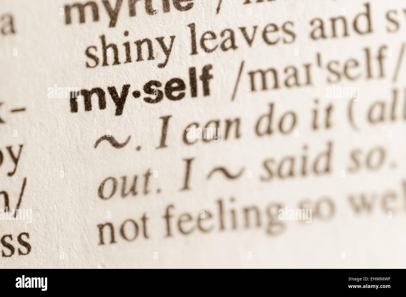 Definition von word selbst im Wörterbuch Stockfoto