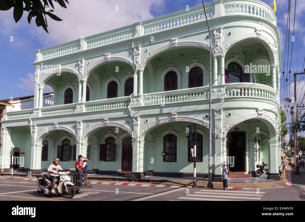 Restauriert von chinesisch-portugiesischen aufbauend auf Dibuk Road, alte Stadt Phuket, Thailand Stockfoto