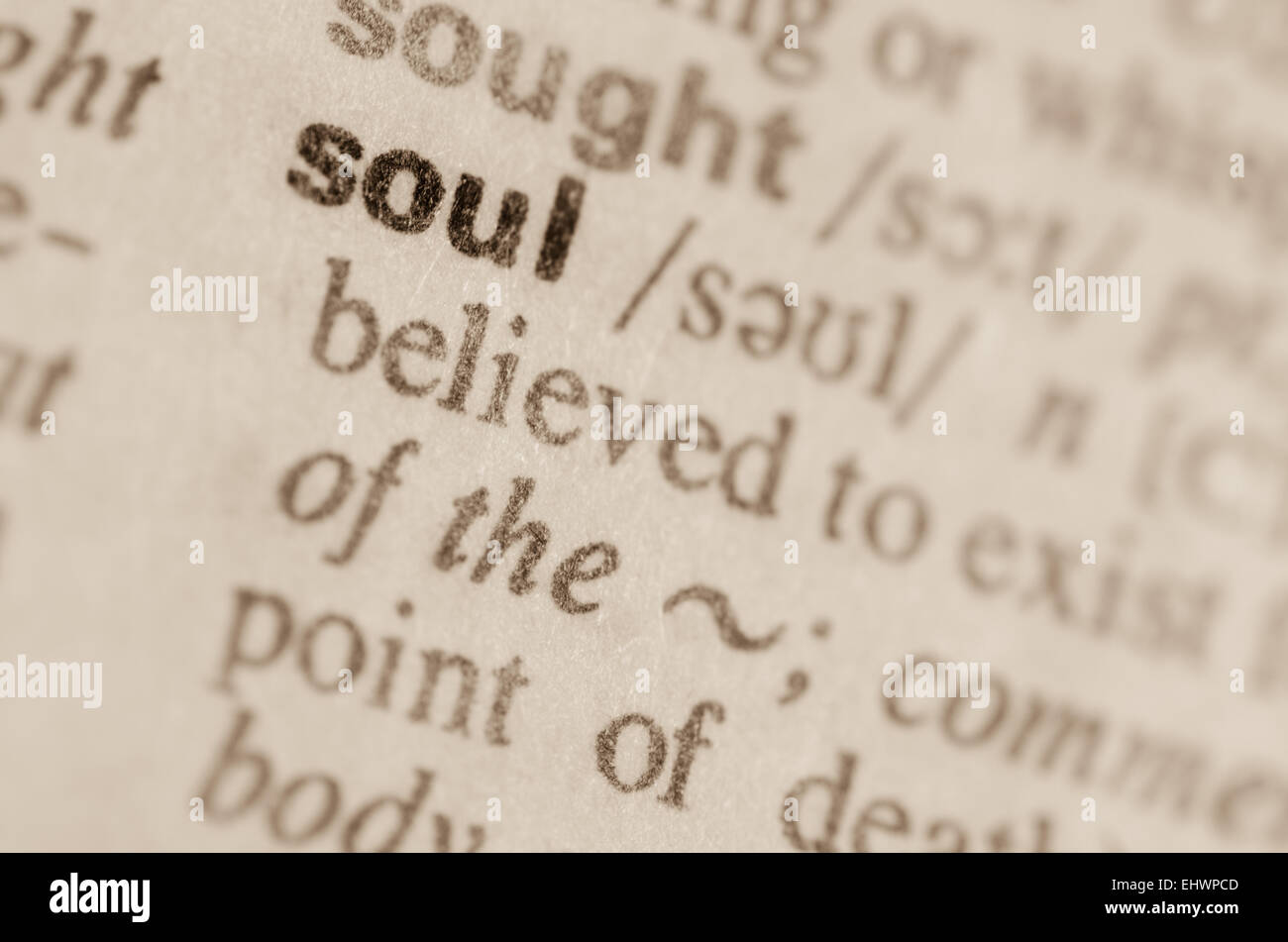 Definition des Wortes Seele im Wörterbuch Stockfoto