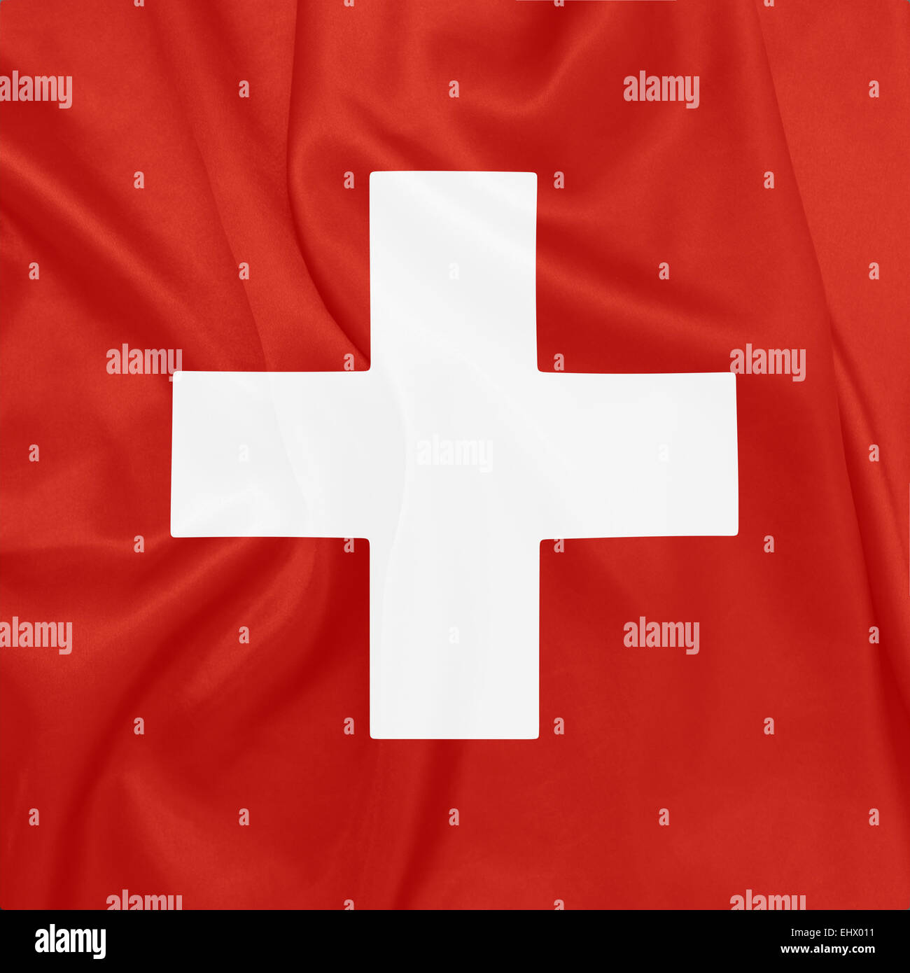 Schweiz - winken Nationalflagge auf Seide Textur Stockfoto