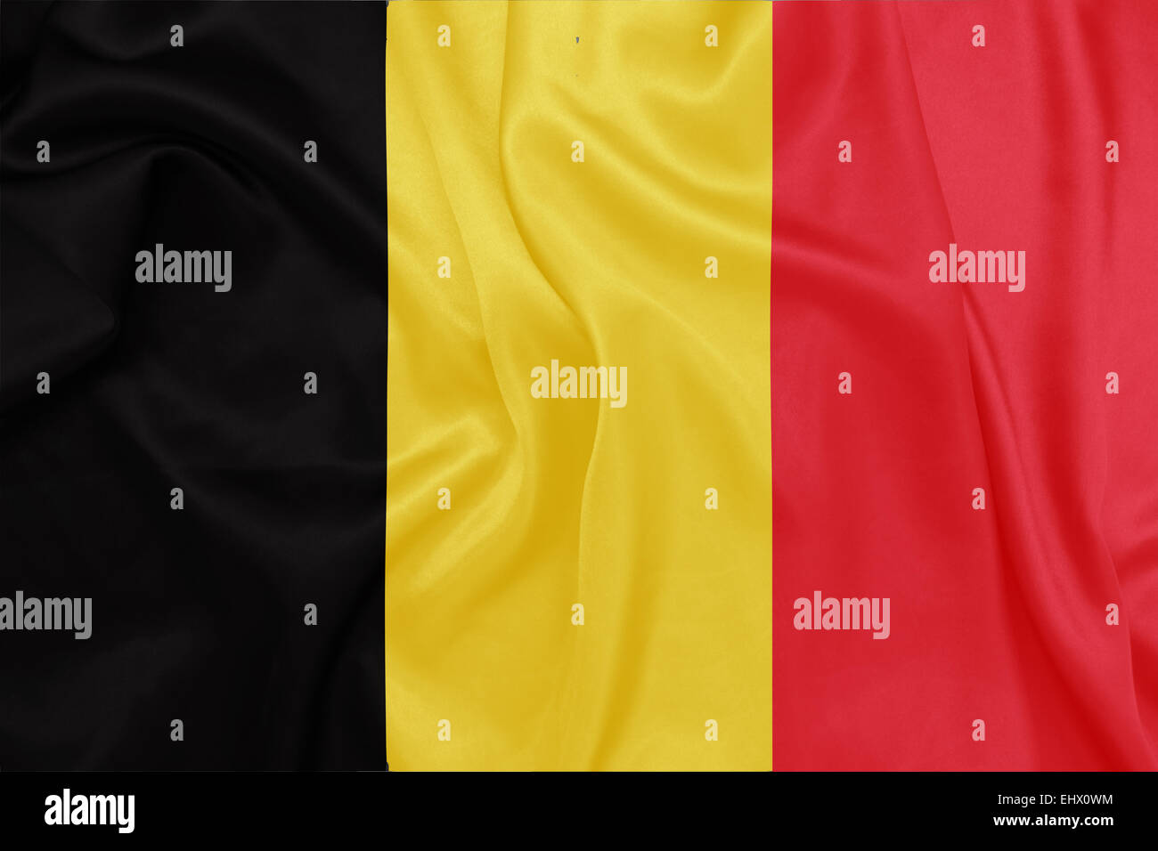 Belgien - winken Nationalflagge auf Seide Textur Stockfoto