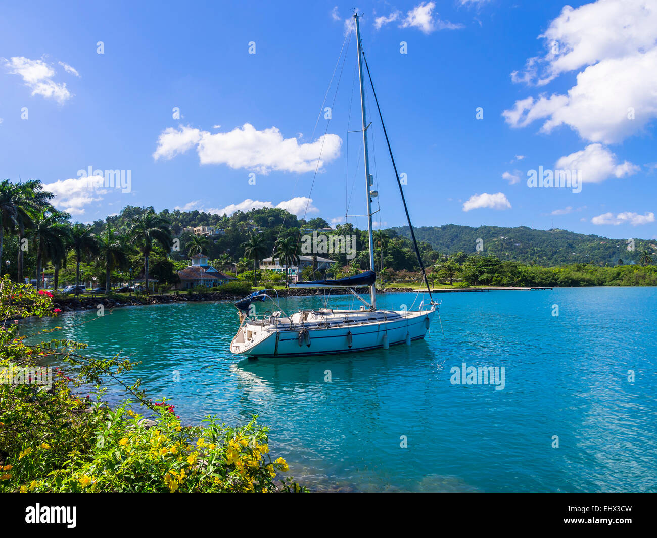 Karibik, Jamaika, Port Antonio, Segelschiff Stockfoto