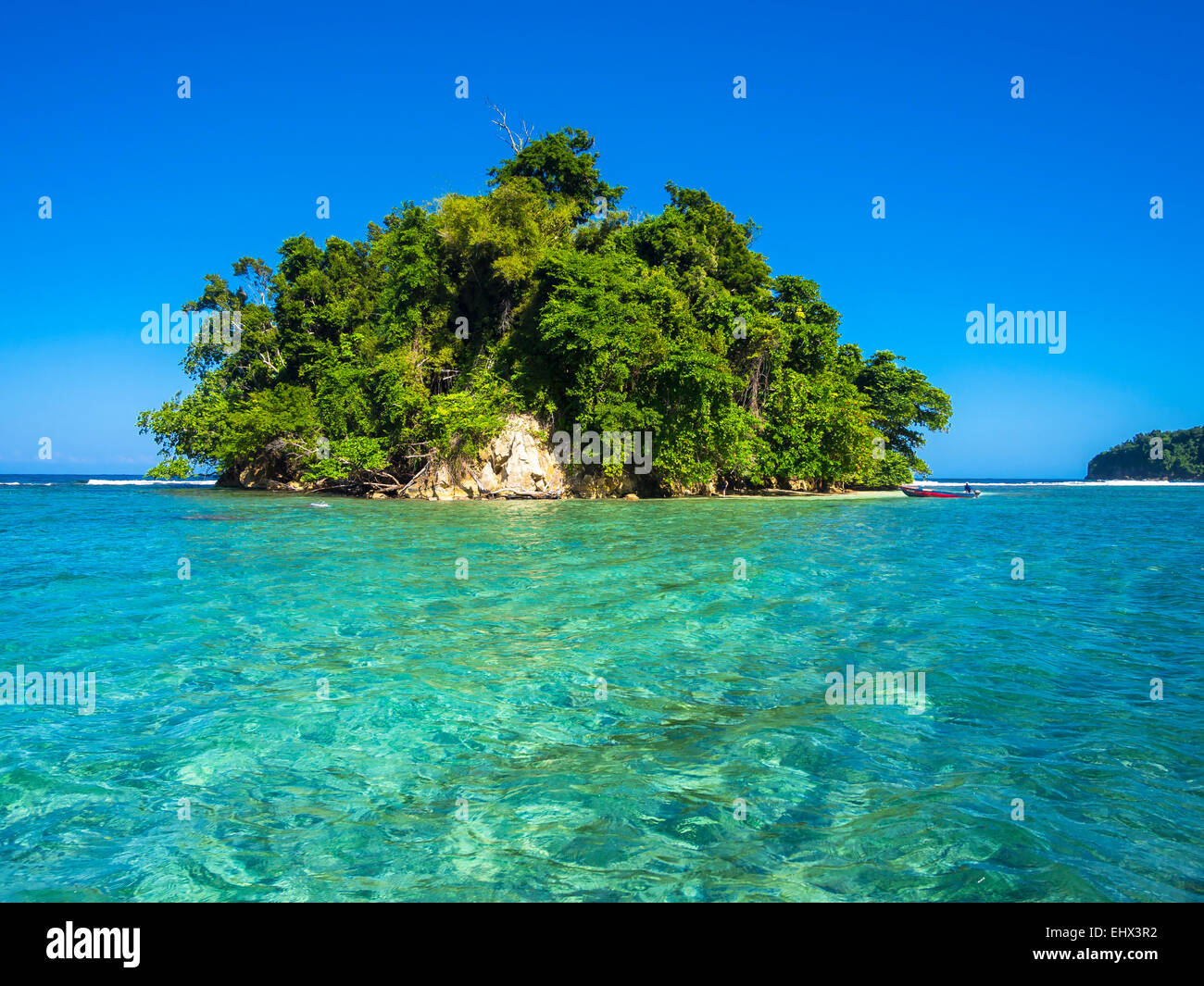 Karibik, große Antillen, Jamaika, Portland Parish, Port Antonio, Blick auf Pellew Insel Stockfoto