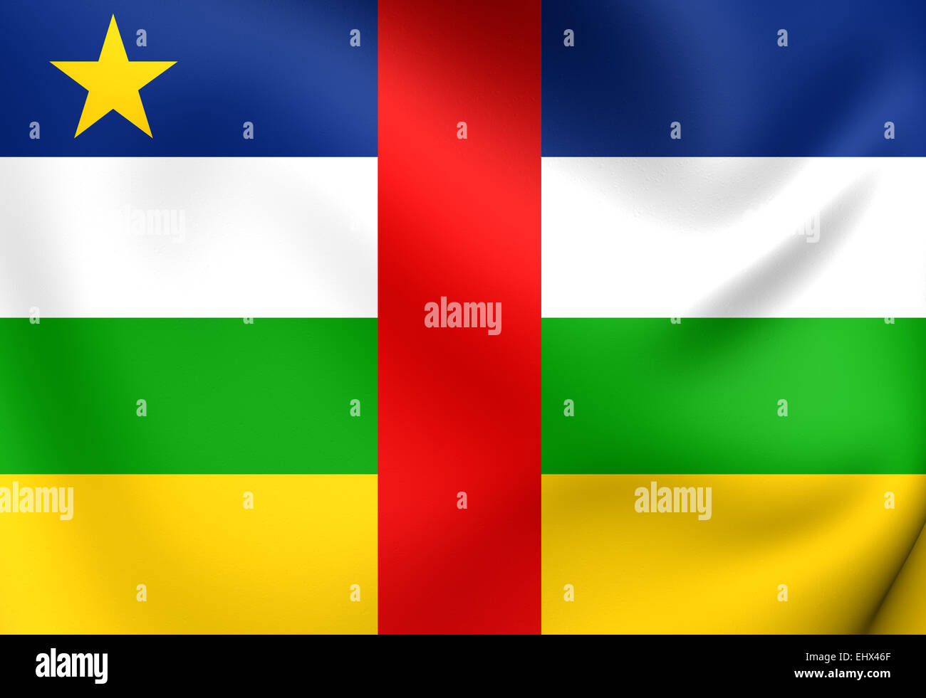 Flagge der Zentralafrikanischen Republik. Hautnah. Stockfoto