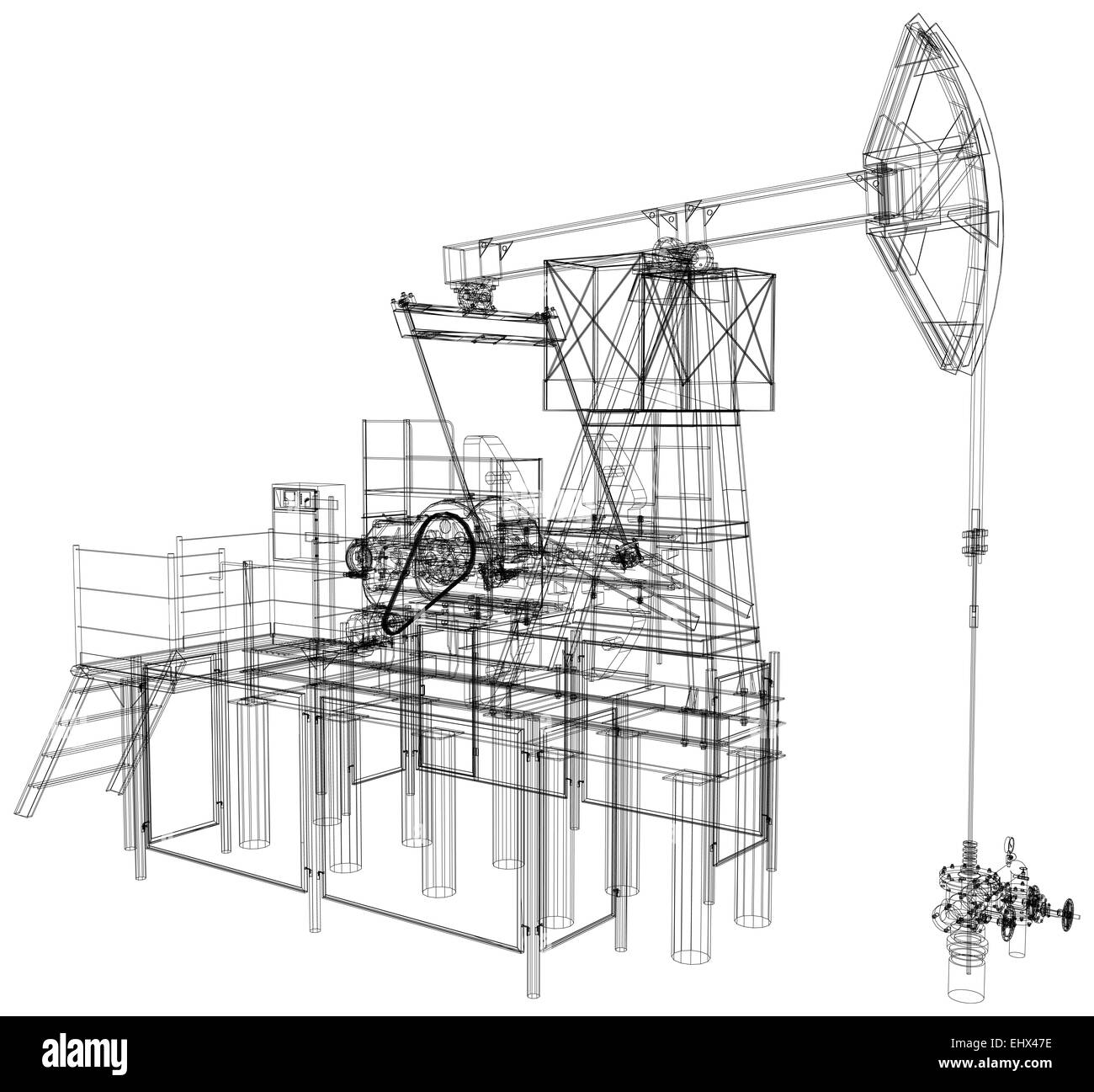 Öl-Pumpe-Buchse. Vector Rendering von 3d Stockfoto