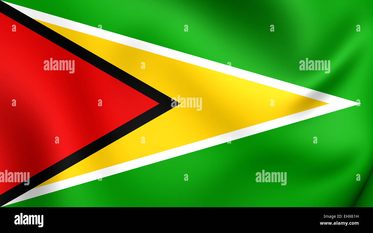 Flagge von Guyana. Hautnah. Stockfoto