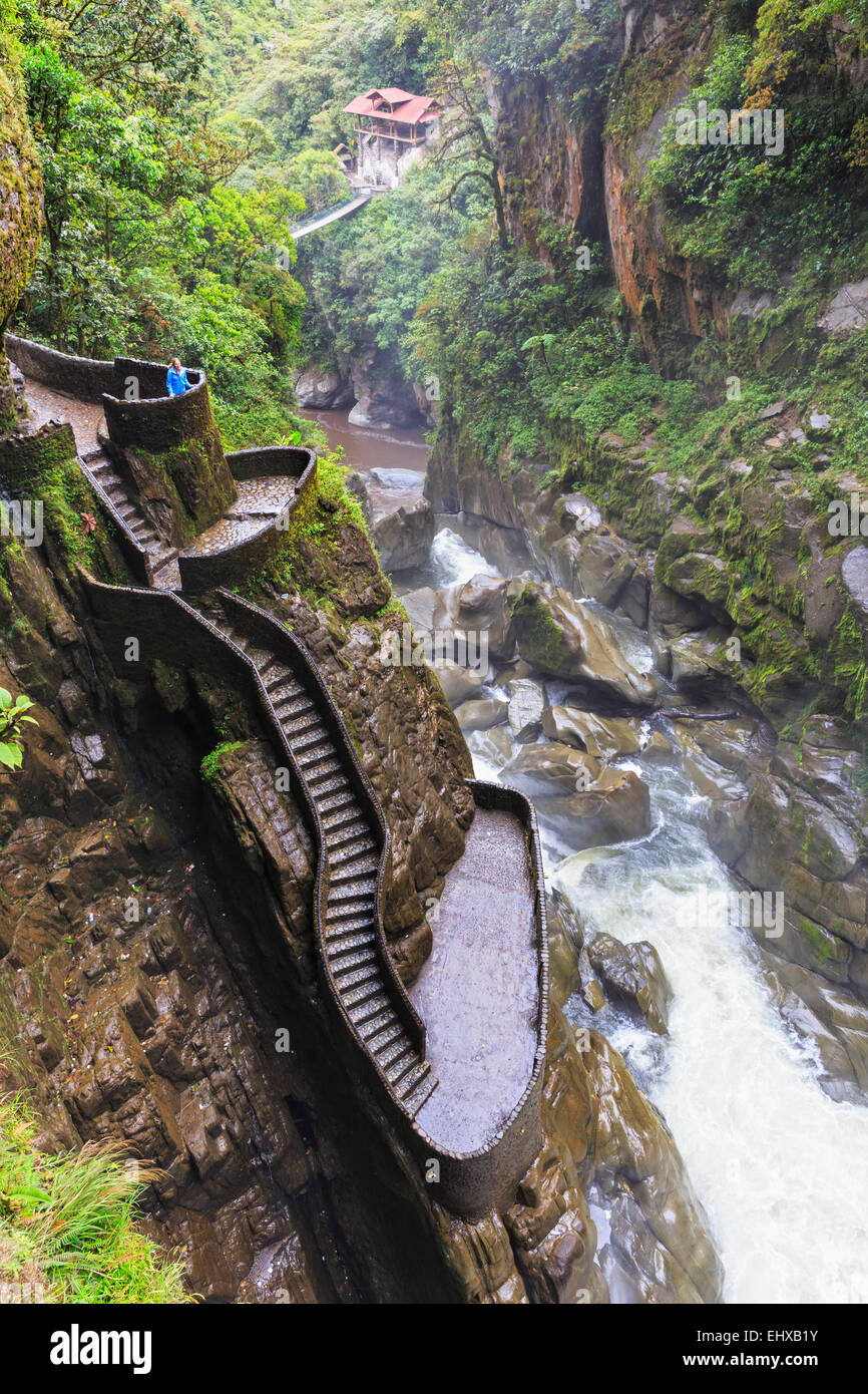 Ecuador, Tungurahua, Banos de Agua Santa, Wasserfalls Pailon del Diablo Stockfoto