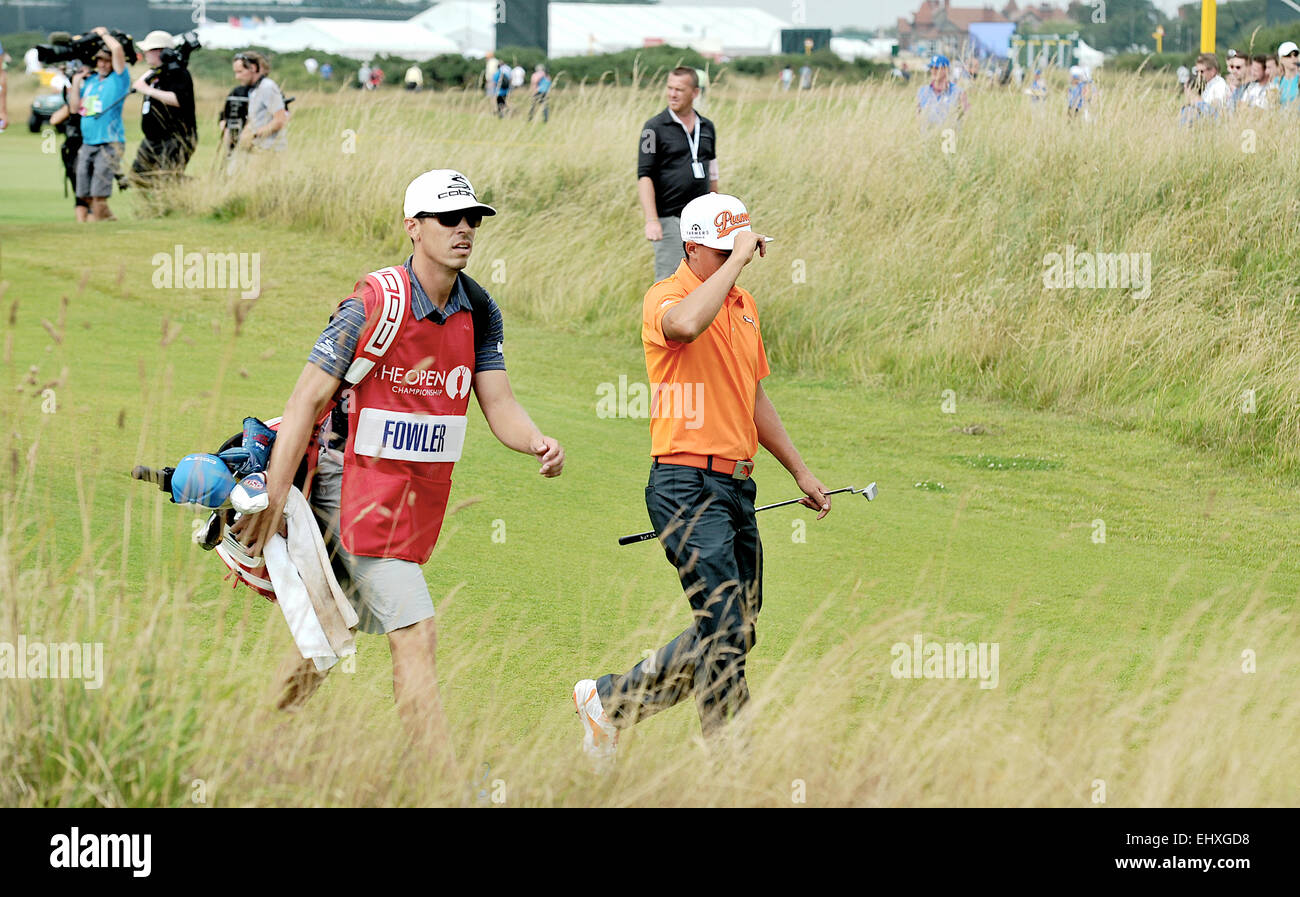 Ricky Fowler, Royal Liverpool Golf Championship, Hoylake, 2014, Finaltag, Walking, Fairway, Brite/Britin öffnen, Joe Skovron, Stockfoto