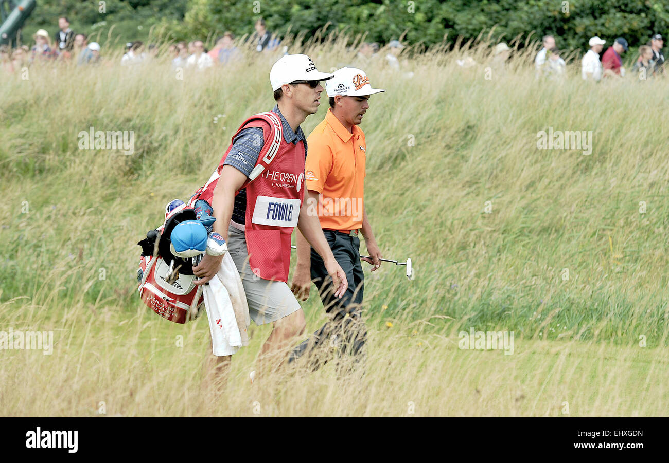 Ricky Fowler, Royal Liverpool Golf Championship, Hoylake, 2014, Finaltag, Walking, Fairway, Brite/Britin öffnen, Joe Skovron, Stockfoto