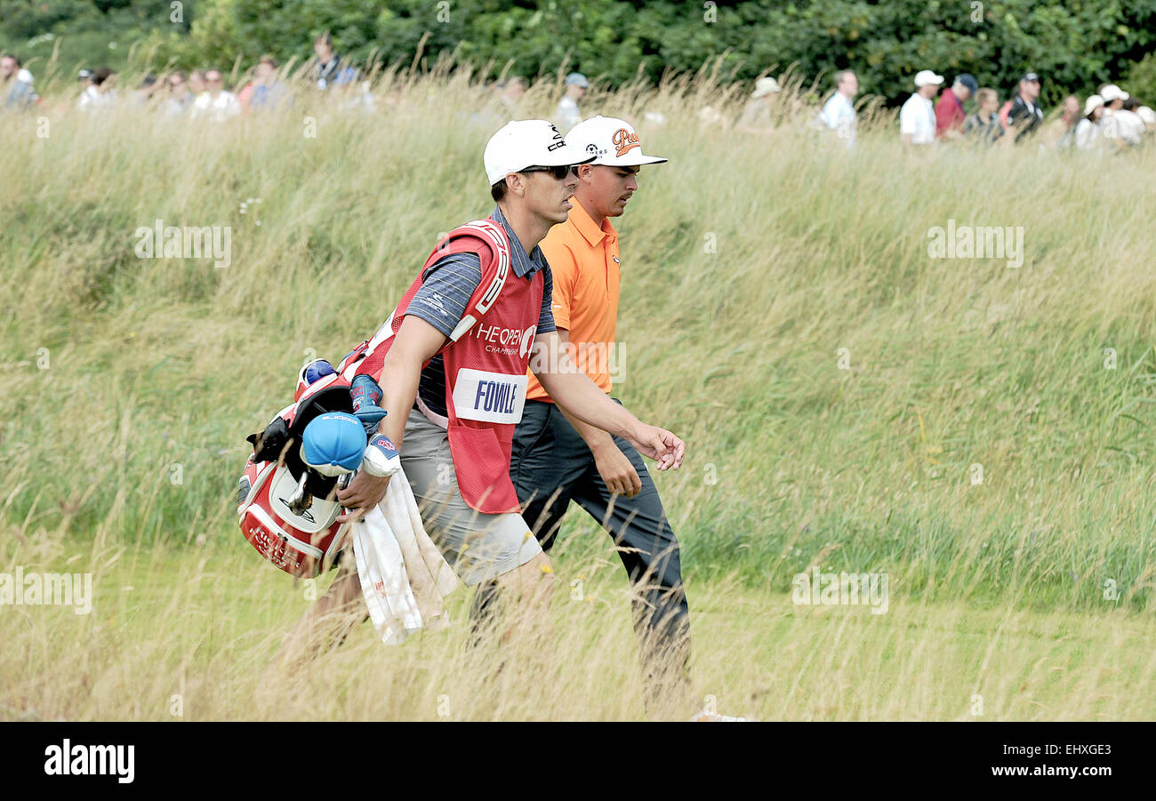 Ricky Fowler, Royal Liverpool Golf Championship, Hoylake, 2014, Finaltag, Walking, Fairway, Brite/Britin öffnen, Joe Skovron, Stockfoto