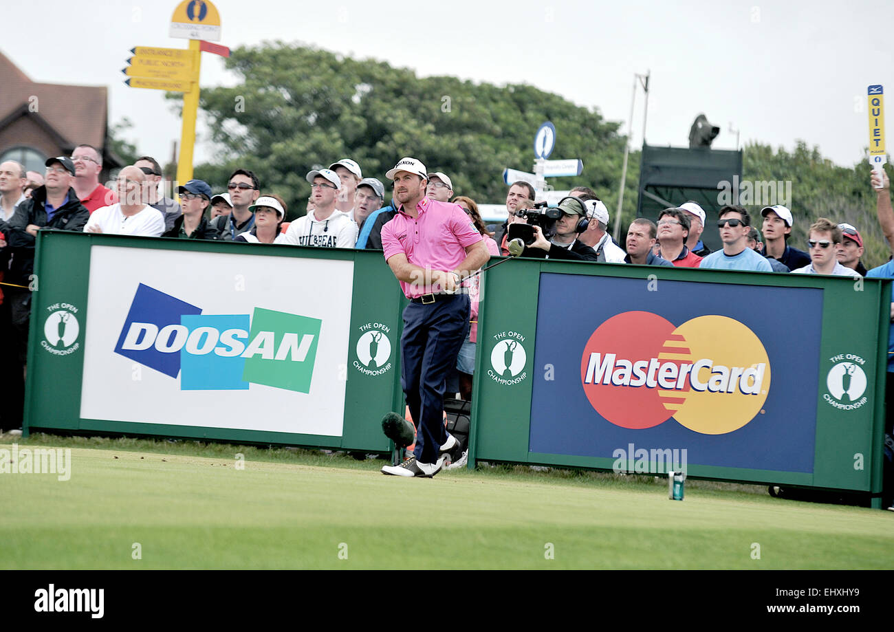 Königliche Hoylake Open Golf Championship 2014. Finaltag in Hoylake Open 2014. Sonntag an der offenen 2014 Royal Hoylake Liverpool. Auf dem Platz der offenen Stockfoto Königliche Hoylake Open Golf Championship 2014. Finaltag in Hoylake Open 2014. Sonntag an der offenen 2014 Royal Hoylake Liverpool. Auf dem Platz der offenen Stockfoto
