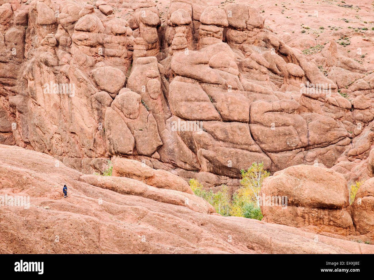 Felsen entlang der Route des Kasbahs, Provinz Ouarzazate, Marokko Stockfoto