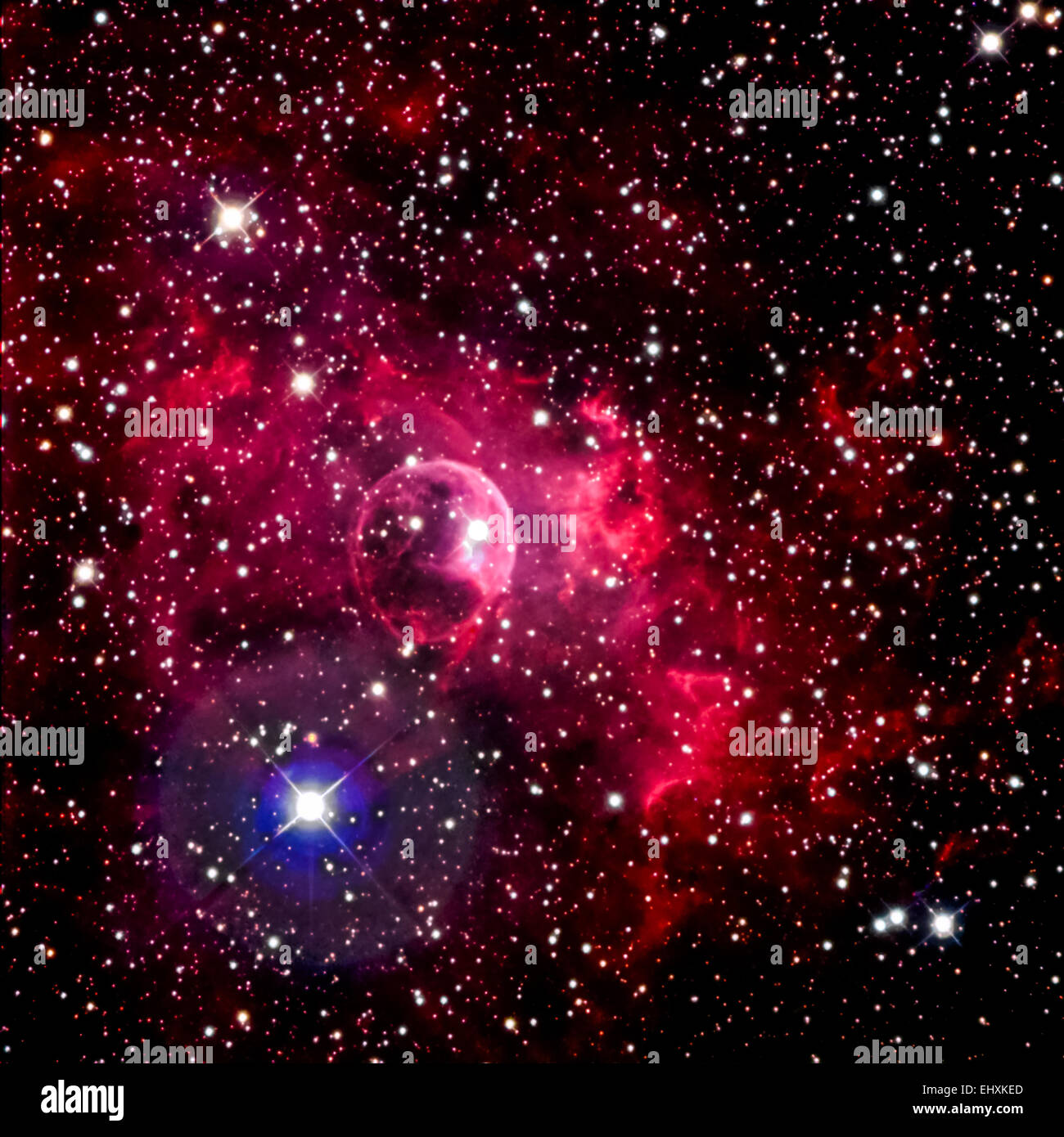 NGC 7635, der Bubble-Nebel (aktuelle Astrophotograph) Stockfoto