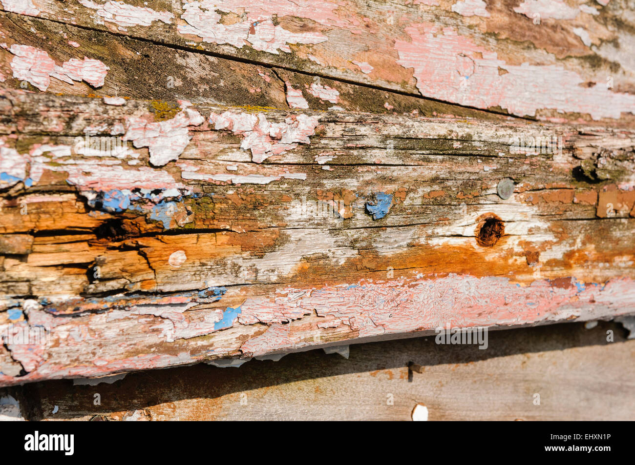 Farbe abplatzt morsche Bretter Stockfoto