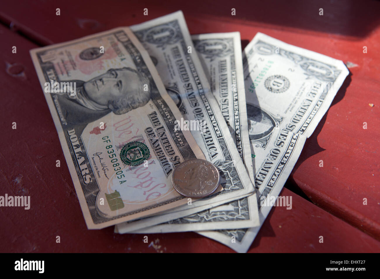 US-Dollar, zehn Dollar, einen Dollar, US-Präsident, Geld, Quartal, Silber Stockfoto