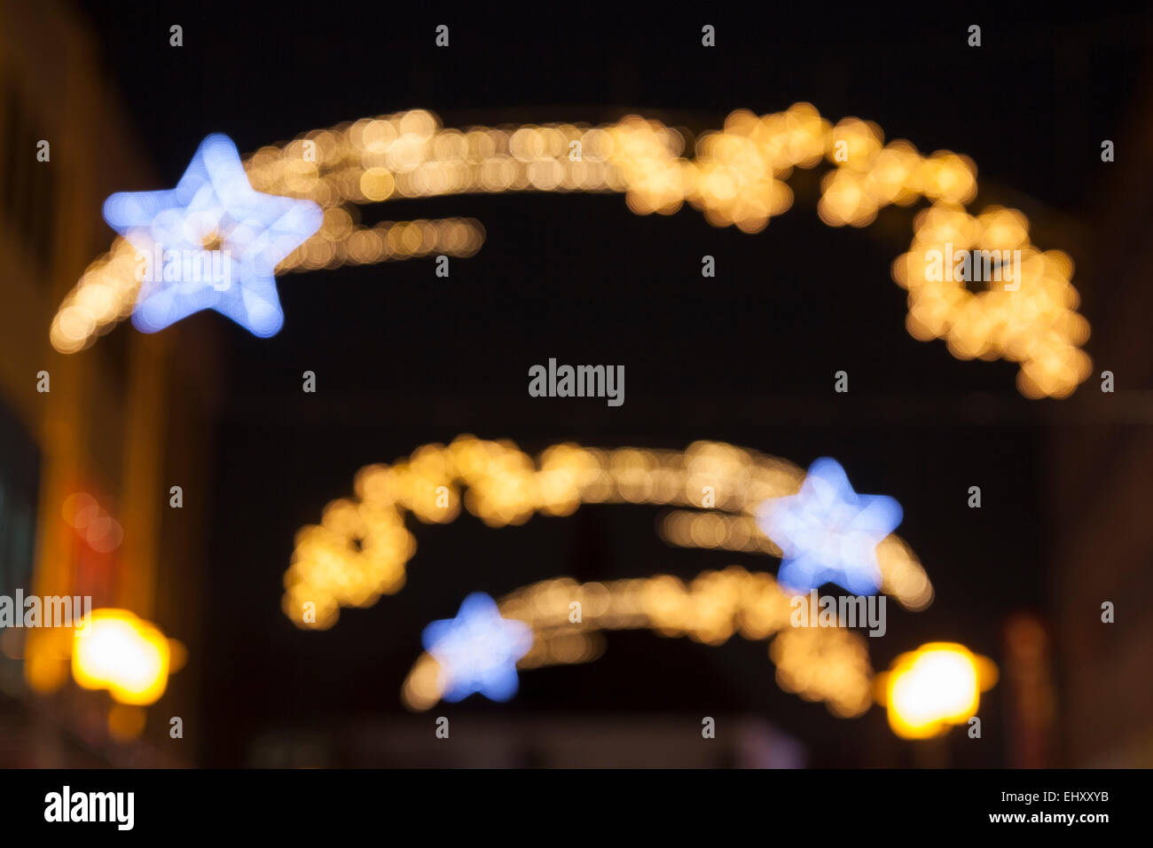 Deutschland, Nordrhein-Westfalen, Essen, Weihnachtsbeleuchtung, Sterne Stockfoto