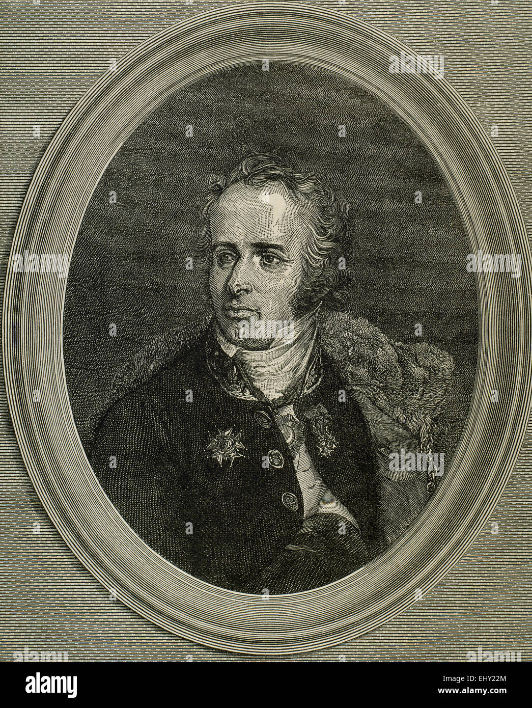 Maximilien Sebastien Foy (1775-1825). Französischer Feldherr, Staatsmann und Schriftsteller. Porträt. Kupferstich von A. Lefevre. des 19. Jahrhunderts. Stockfoto