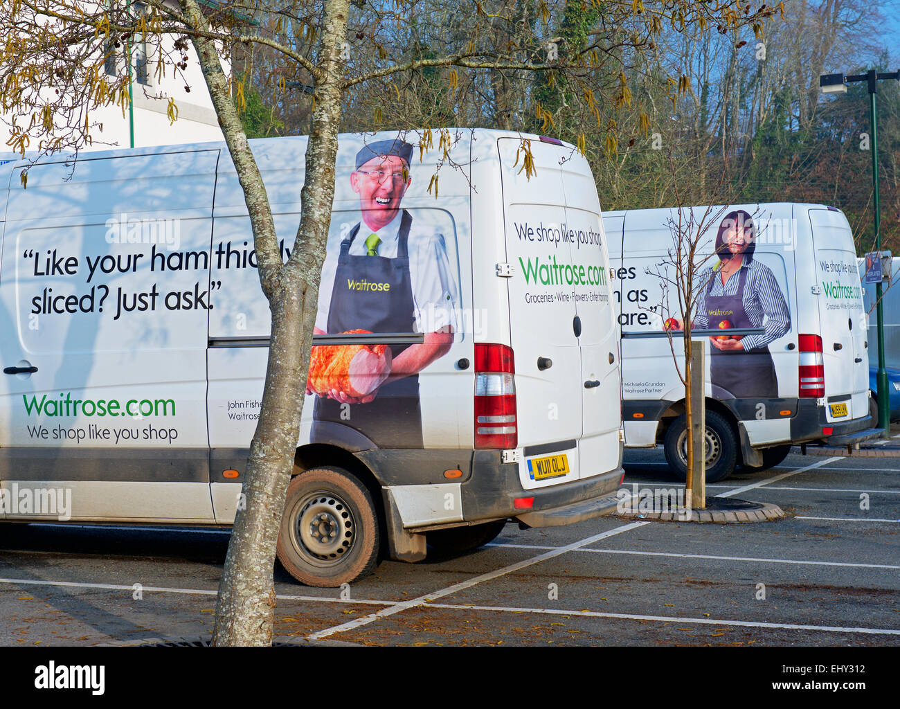 Waitrose Lieferwagen auf Parkplatz, Emgland UK Stockfoto