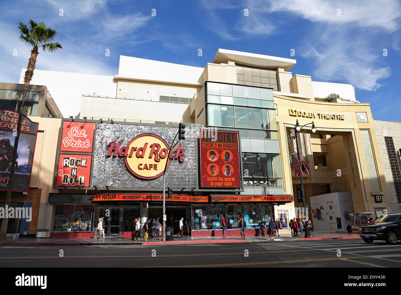 Hard Rock Cafe und Dolby Theater, Hollywood und Highland Center, Los Angeles, Kalifornien, USA Hard Rock Cafe und Dolby Theater, Hollywood und Highland Center, Los Angeles, Kalifornien, USA