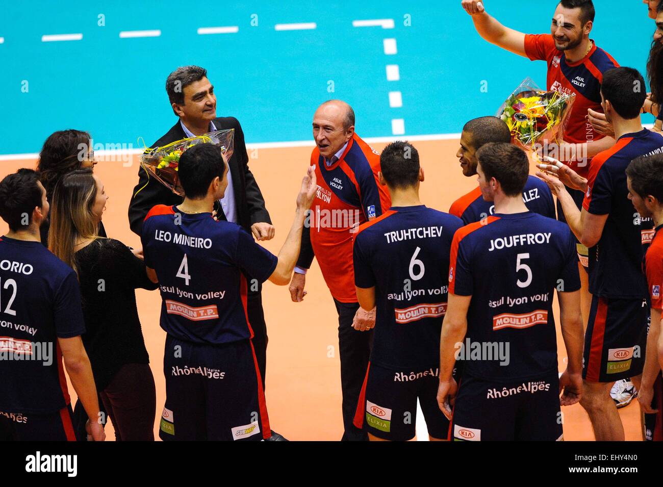 Gérard Collomb - 14.03.2015 - Lyon/Paris - 24e Journee Ligue A.Photo: Jean Paul Thomas/Icon Sport Stockfoto