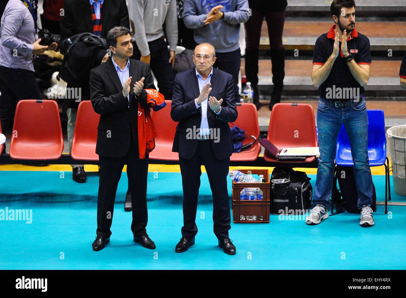 Krassi Todorov/Gérard Collomb - 14.03.2015 - Lyon/Paris - 24e Journee Ligue A.Photo: Jean Paul Thomas/Icon Sport Stockfoto