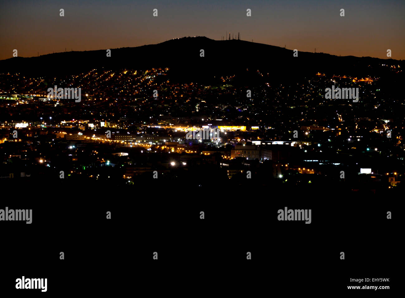 Die Athen Sonnenuntergang Skyline in Athen, Griechenland. Stockfoto