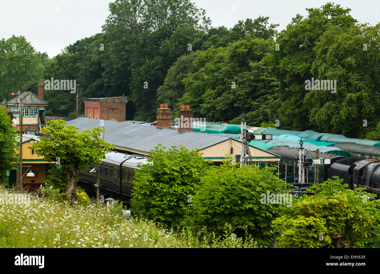Horsted Keynes-Station auf der Bluebell Railway, eine Museumsbahn Dampf in West Sussex Stockfoto