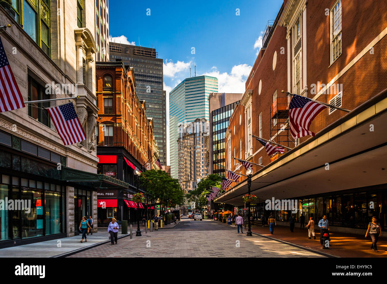 Das Downtown Crossing Einkaufsviertel in Boston, Massachusetts. Stockfoto