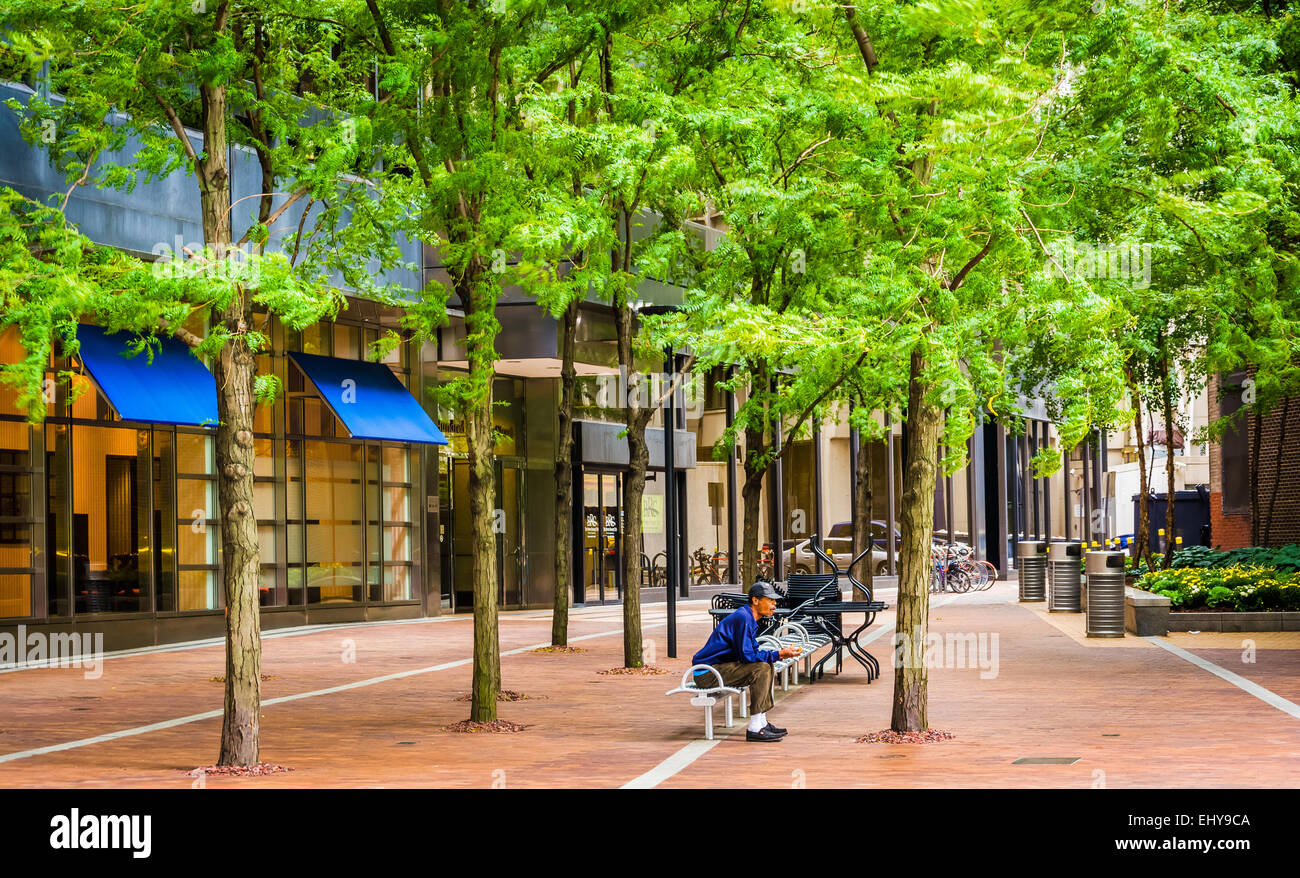 Der Downtown Crossing Fußgängerzone in Boston, Massachusetts. Stockfoto