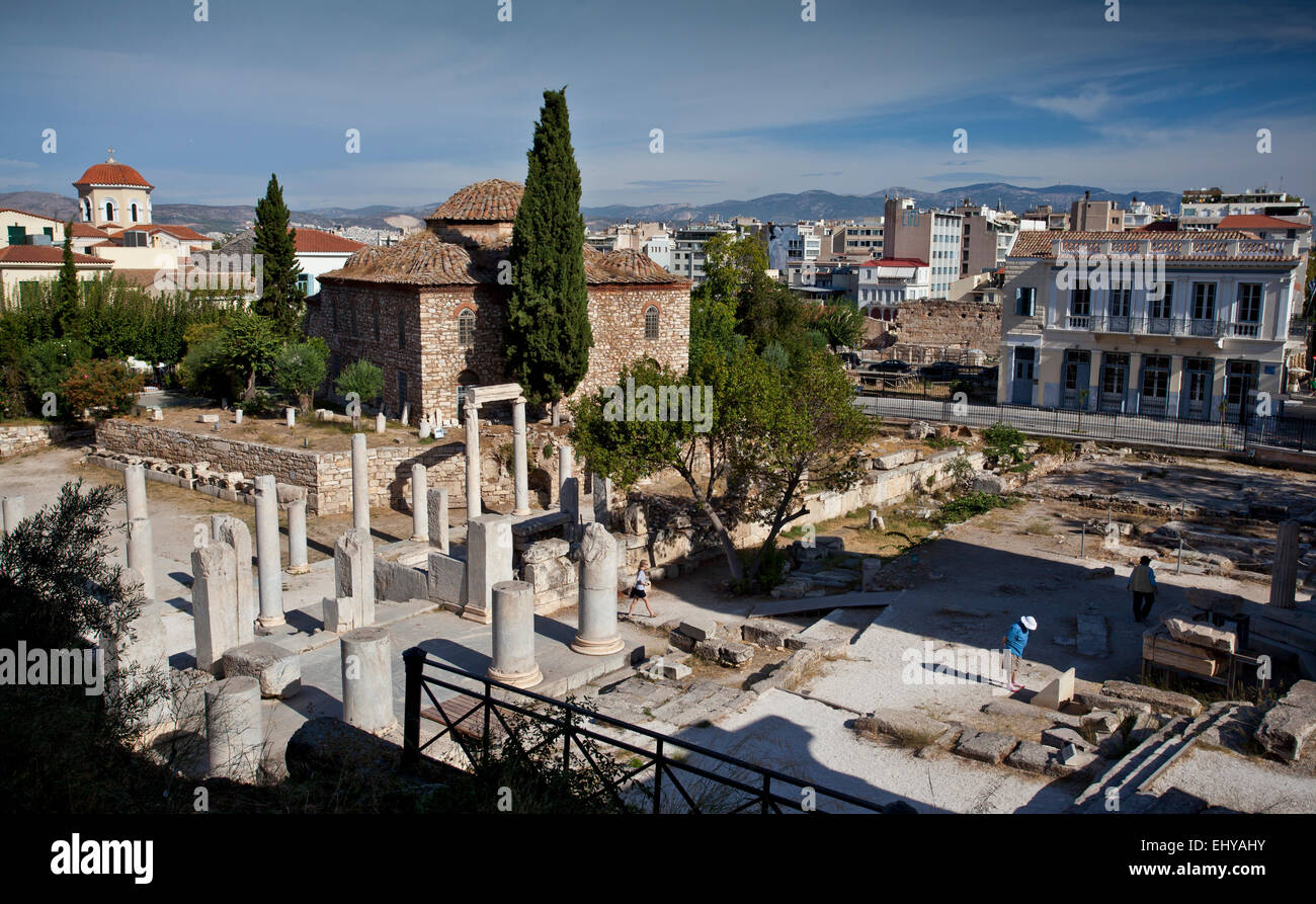 Fethiye Moschee in der antiken römischen Agora in Athen, Griechenland. Stockfoto