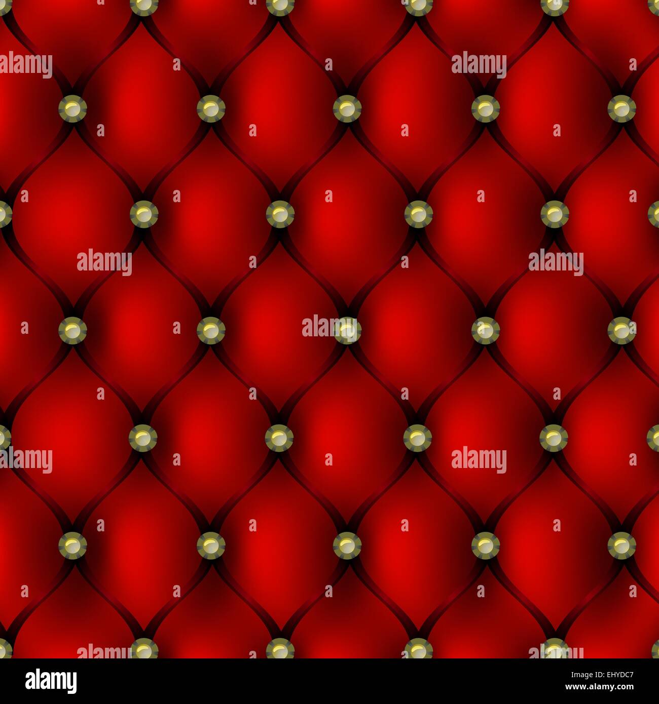 Rote Lederausstattung mit gold Muster Schaltflächenhintergrund, Vektor-illustration Stock Vektor