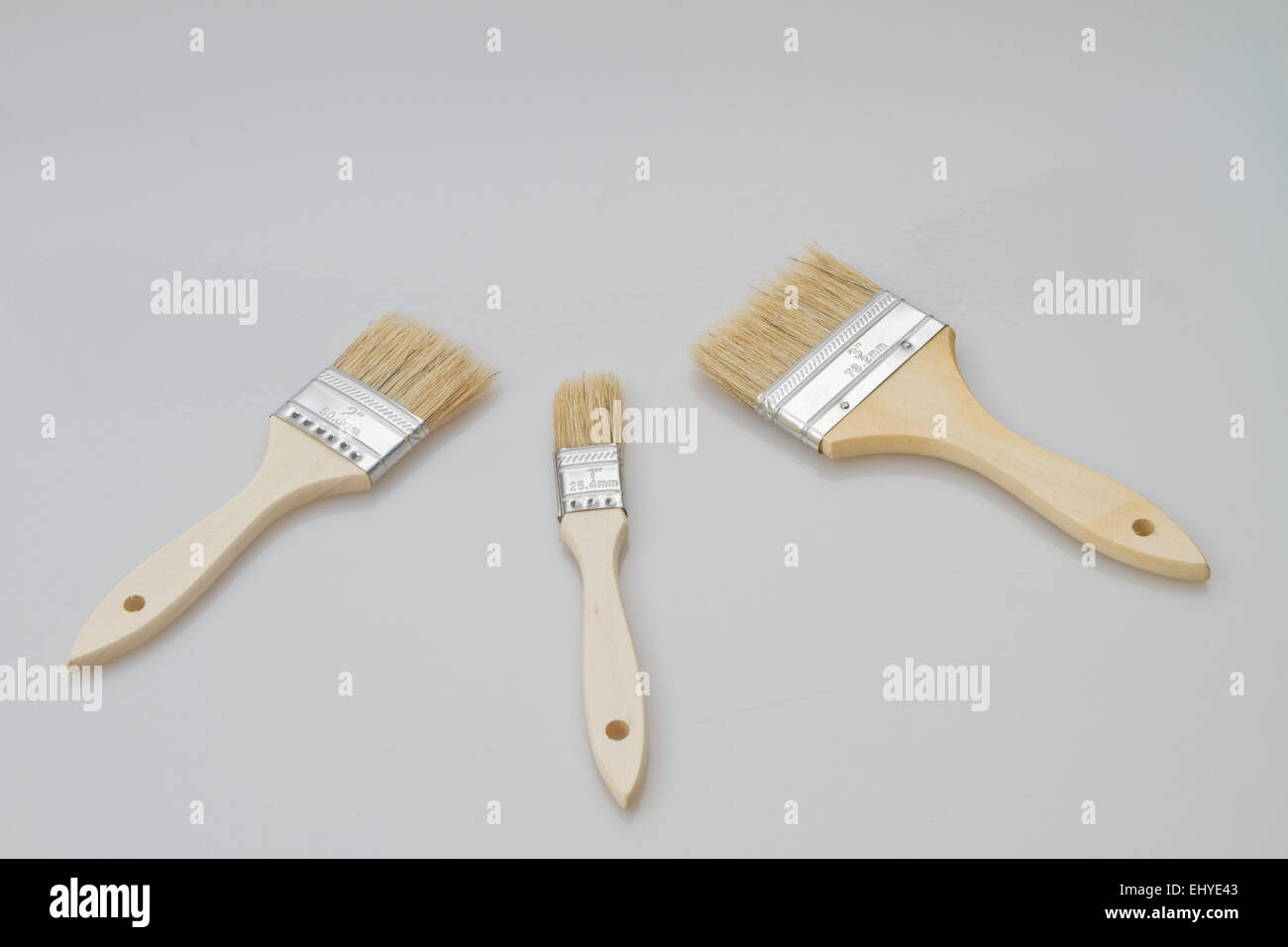 Pinsel, Pinsel in verschiedenen Größen Stockfoto