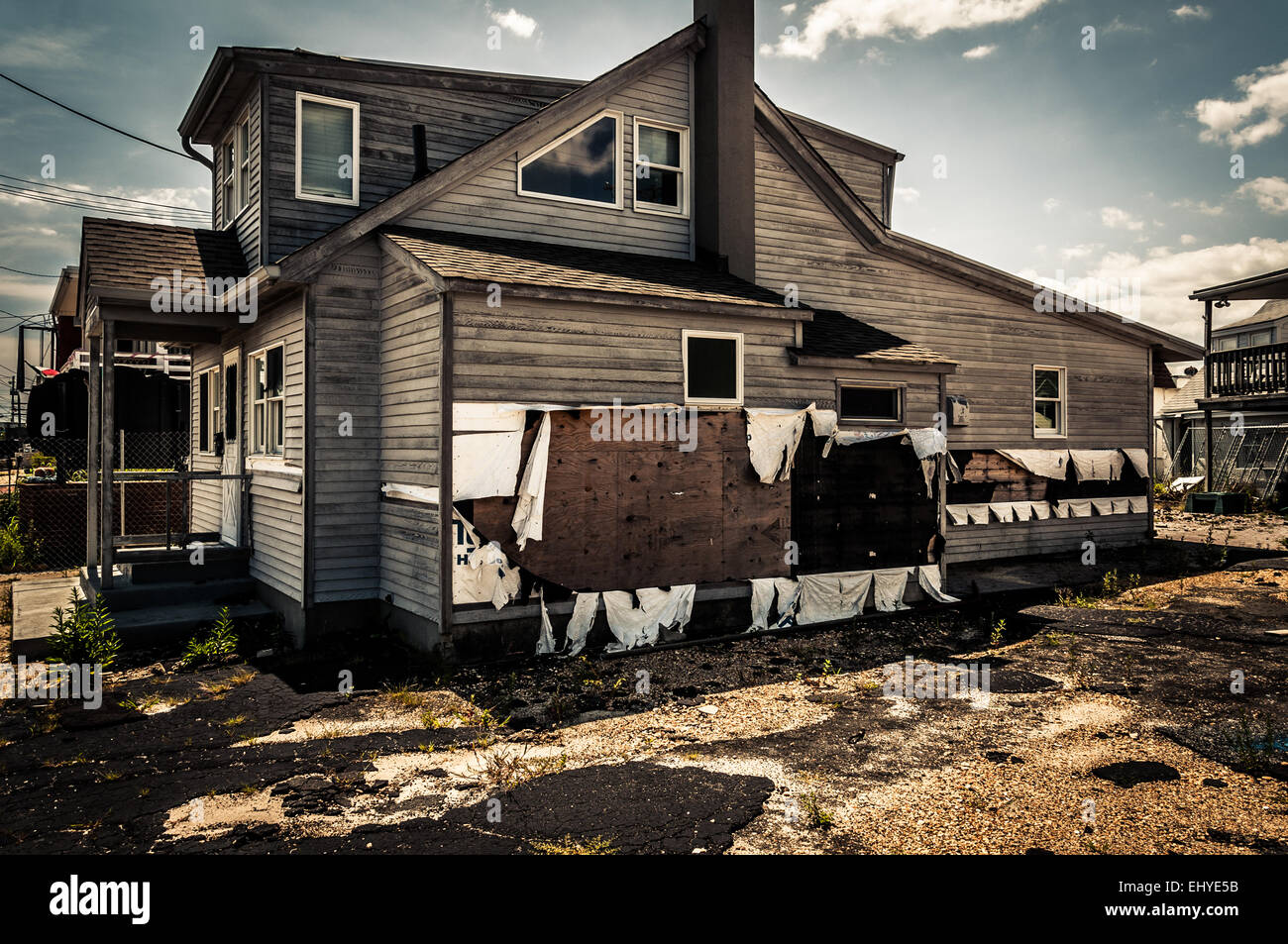 Haus beschädigt durch den Hurrikan Sandy in Point Pleasant Beach, New Jersey. Stockfoto