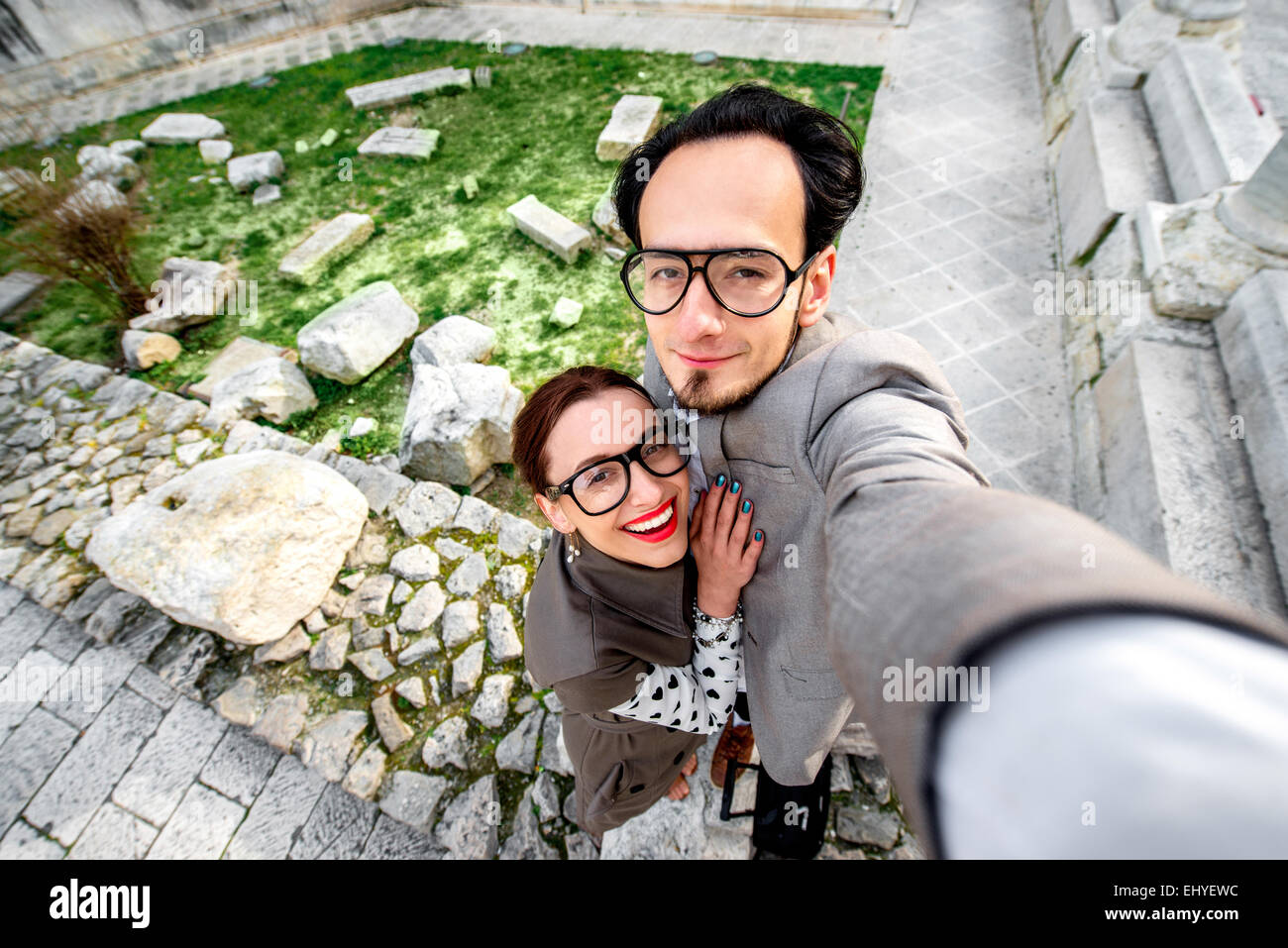 Paar Selfie Aufnahme Stockfoto