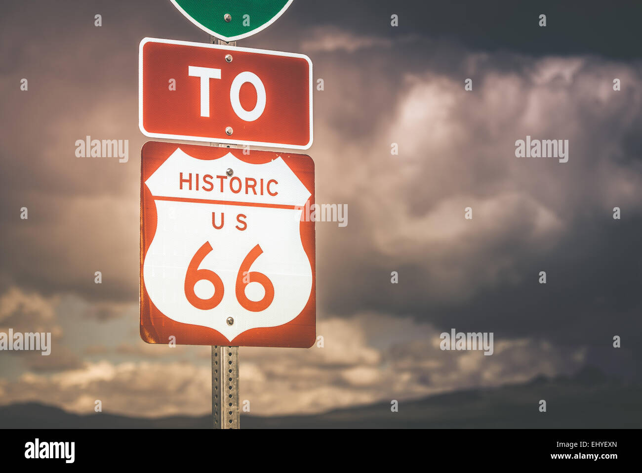 Route 66 Autobahn Zeichen im nördlichen Arizona, USA. Stockfoto