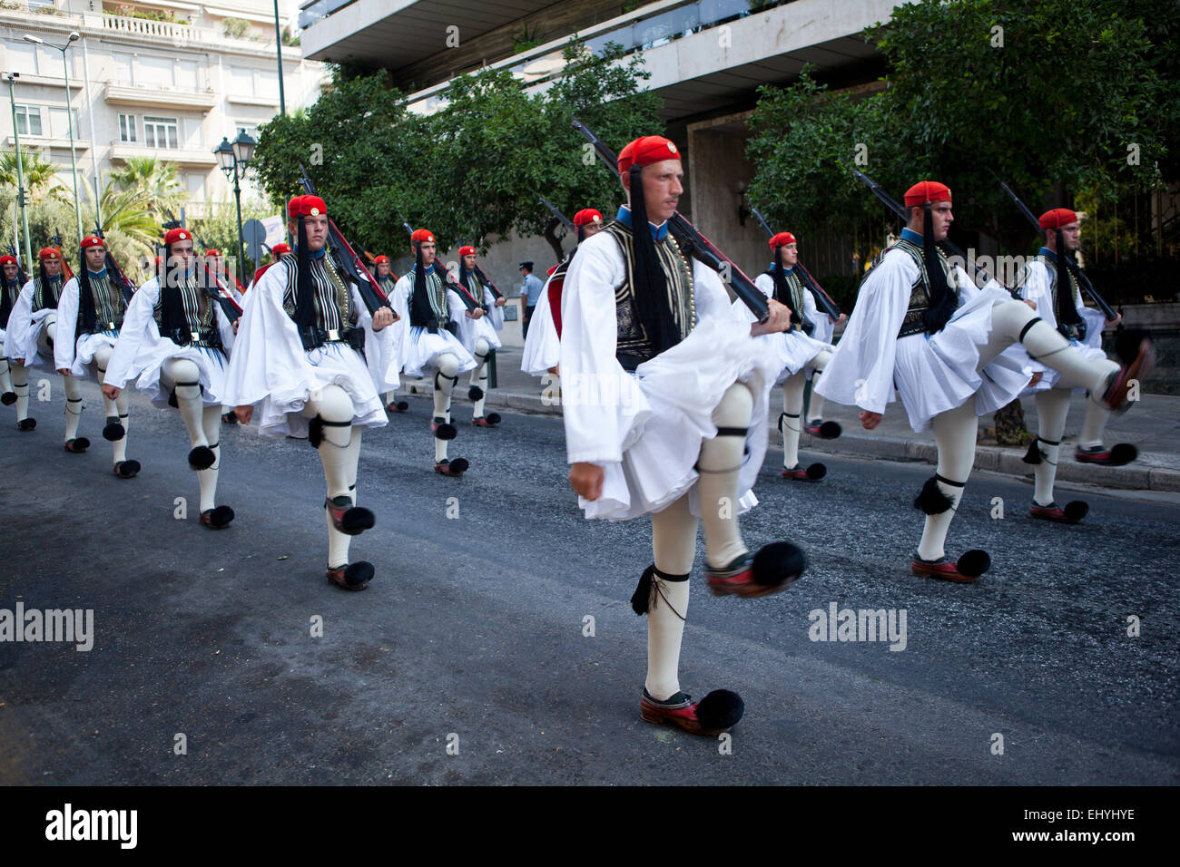 Wechsel der Wachablösung im griechischen Parlament in Athen, Griechenland. Stockfoto
