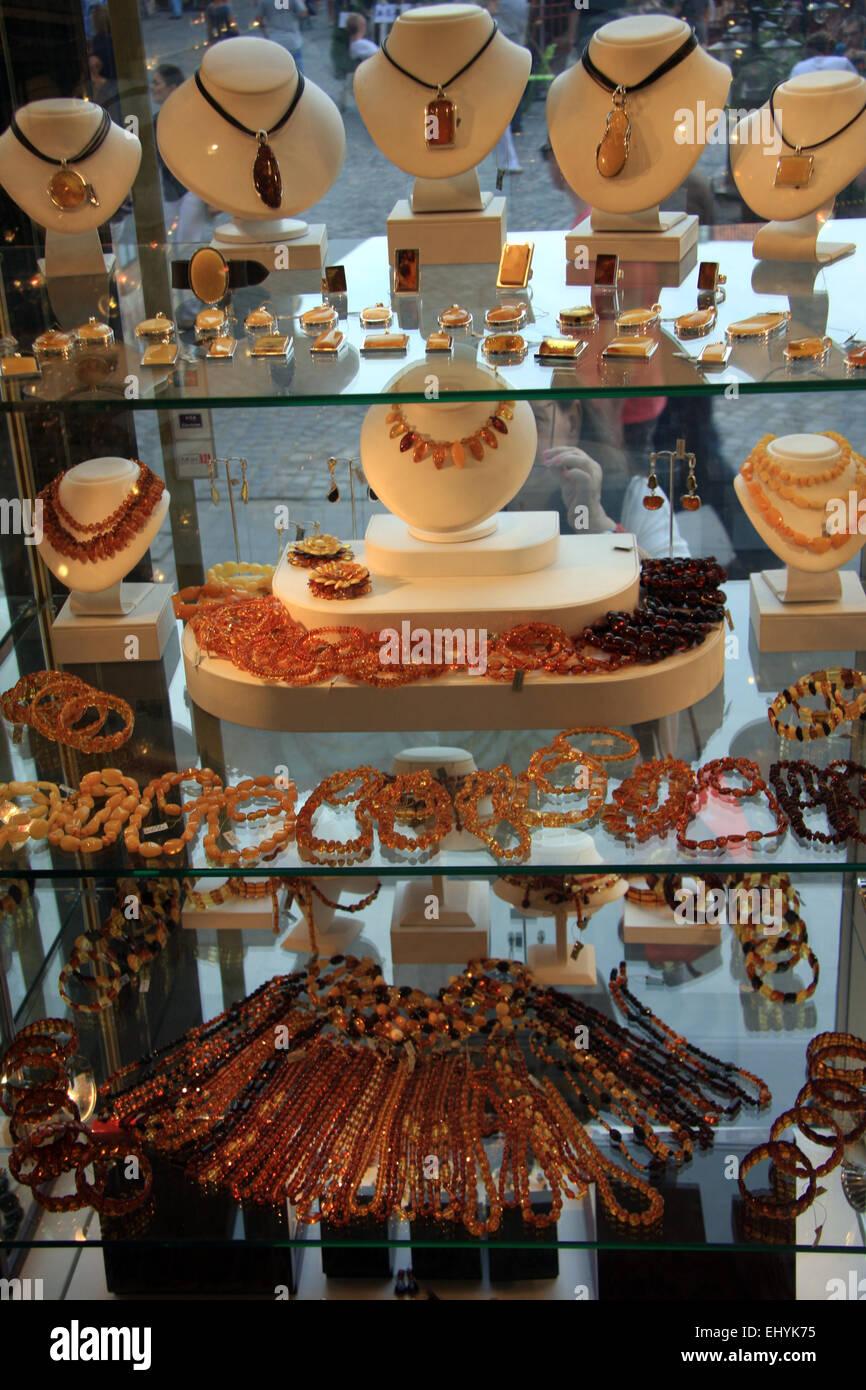 Polen, Warschau, Europa, Old Town, Shop, Bernstein, Schaufenster, Stockfoto