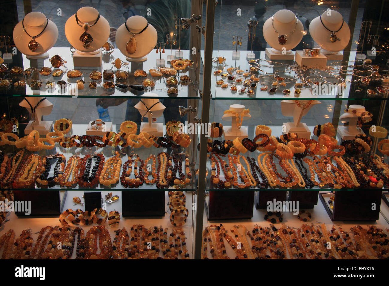 Polen, Warschau, Europa, Old Town, Shop, Bernstein, Schaufenster, Stockfoto