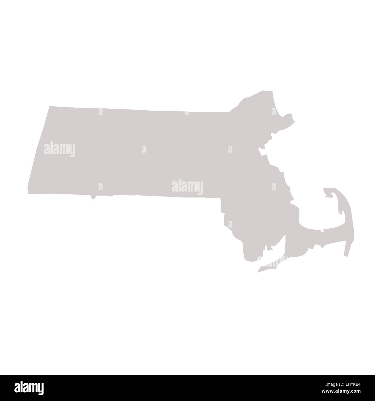 Massachusetts State Karte isoliert auf einem weißen Hintergrund, USA. Stockfoto