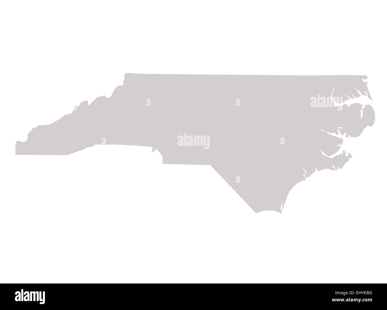 North Carolina State Karte isoliert auf einem weißen Hintergrund, USA. Stockfoto
